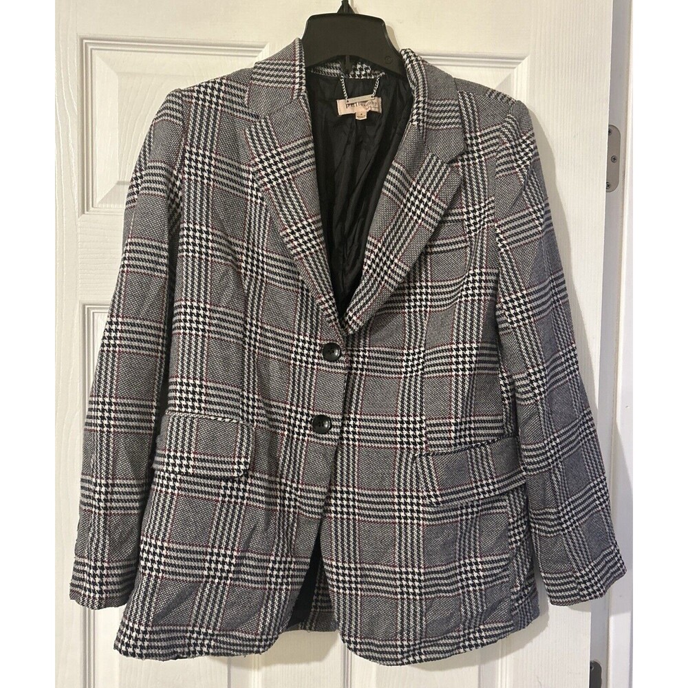 Philosophy Glen Plaid Houndstooth Two Button Career Work Lined Blazer Women's 8